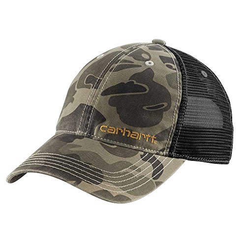 Carhartt Men's Brandt Camo Mesh Back Cap Hat, Burnt Olive camo, OFA