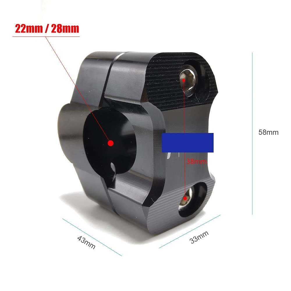 Adaptateur Guidon Moto 22mm Vers 28mm - Conversion Aluminium Universelle