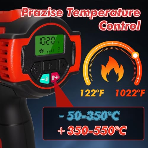 Accu heteluchtföhn voor Makita 18 V, draadloos heteluchtpistool met digitaal lcd-display en 3 sproeiers, 50-550 °C, snelle opwarming voor krimpkousen, decoratie (zonder accu) - Afbeelding 4