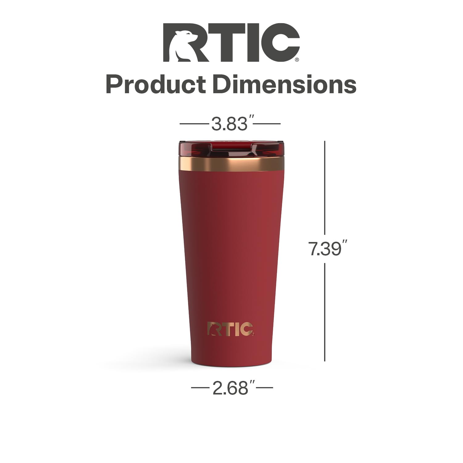 RTIC 18oz Pint Tumbler with Lid Ceramic Lined Black Cherry | Insulated Stainless Steel Metal Portable Travel Cup for Hot and Cold Drinks Coffee Car Camping and Travel product thumbnail 7