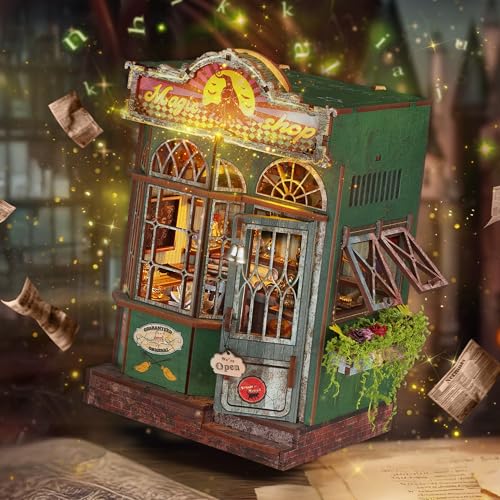 GalaSpark Puzzle 3D de Madera Tienda Mágica en Miniatura – Maquetas para Construir para Adultos, casa de muñecas DIY con Luces LED, decoración hogar, Regalo Creativo para Adultos y Adolescentes
