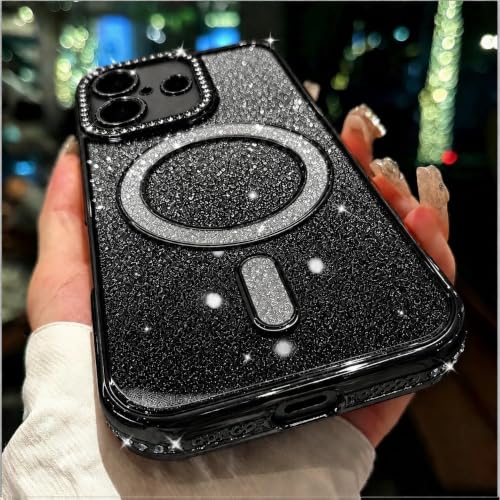 GIYNCO for iPhone 16 Case Women Cute, [2X HD Screen Protector] [Full Camera Cover] [Rhinestone Bumper] [for Magsafe ] Protective Glitter Bling Sparkly Girl Girly Phone Case - Black by GIYNCO - Used condition - Image 4