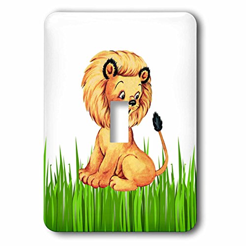 Lion cub sur herbe interrupteur pour remplacer un boîtier mural blanc triste