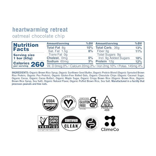 gomacro nutrition bar oatmeal chocolate chip organic 12 count 23 ounce