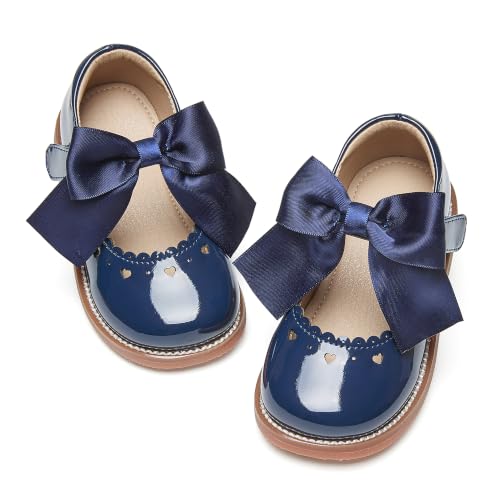 Image of GINFIVE Toddler Girls Mary Jane School Oxford Dress Flat Shoes for Wedding | Wide toe box, Hook and Loop, School Uniform Shoes for Party, Formal, Daily Wear