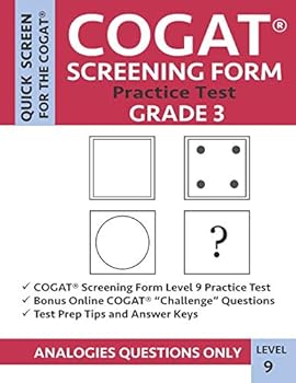 Paperback COGAT Screening Form Practice Test: Grade 3 Level 9: Practice Questions from CogAT Form 7 / Form 8 Analogies Sections: Verbal/Picture Analogies, Number Analogies, & Figure Matrices Book