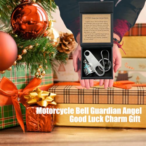 Image of Motorcycle Bell Guardian Angel Charm - Weather-resistant Good Luck Gremlin Bells With Gift Box, Legend Card, Keychain