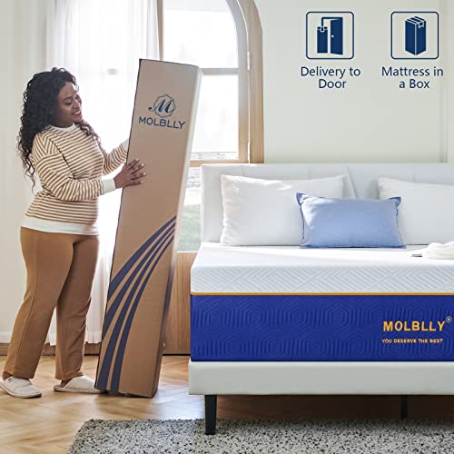 Molblly King Size Mattress, 14 Inch Cooling-Gel Memory Foam Mattress Bed In A Box, Cool King Bed Supportive & Pressure Relief With Breathable Soft Fabric Cover, Premium #TOP4