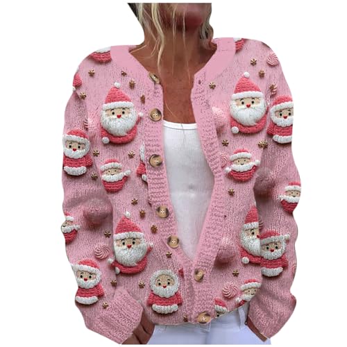 RLEHJN Strickjacken für damen, Weihnachts-Cardigan mit...