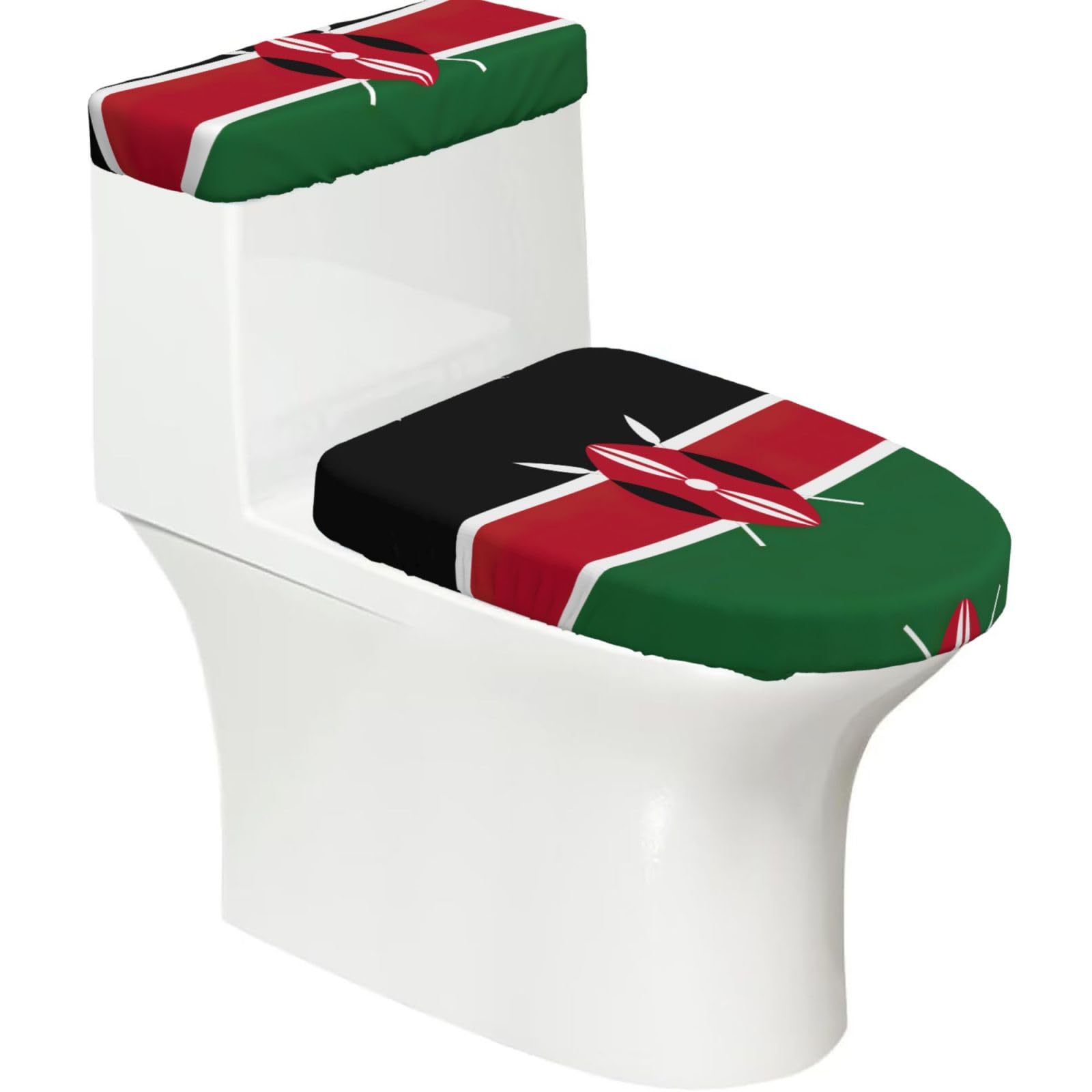 Flag Of Kenya Print Bathroom Decor Toilet Lid Cover And Tank Covers, Restroom Accessories Fits Most Round