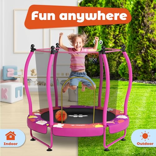 Happin Trampoline pour tout-petits de 140 cm, ensemble de jeu intérieur et extérieur de 1 à 6 ans, trampoline pour enfants, mini trampoline ultra sûr pour enfants avec filet de sécurité, cadeaux – Image 6