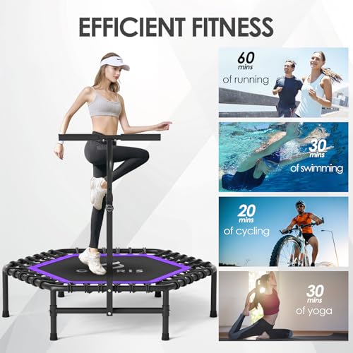 Image of CLORIS 45'' Rebounder Trampoline for Adults - Max Load 450lbs, Trampoline with Adjustable Foam Handle Indoor /Outdoor Fitness Body Exercise