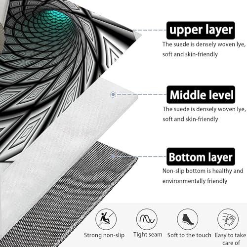 Geometric Sqaure Pattern 3D Vortex Visual Illusion Area Rug Modern Time Tunnel Kids Playroom Bedroom Floor Carpet Rectangular Rugs Mat,5’x8′