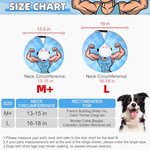 Image of KOOLTAIL Inflatable Dog Cone Collar, Soft Donut E Collar for Dogs After Surgery to Stop Licking Enhanced Alternative, Blow Up Pet Neck Pillow Recovery Adjustable Cone for Dog Cat, Hercules L