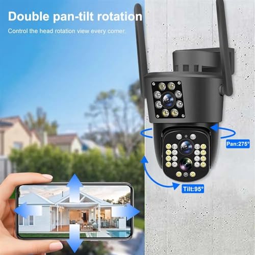 Cámara IP exterior 5K profesional con tres lentes de 12MP 5