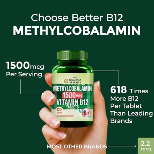 Image of Vlado's Himalayan Organics Vitamin B12 Tablets 1500 mcg -Active form of Methylcobalamin Vitamin B12 Supplements for Men & Women- 120 Veg Tablets (4 Months Supply Pack)