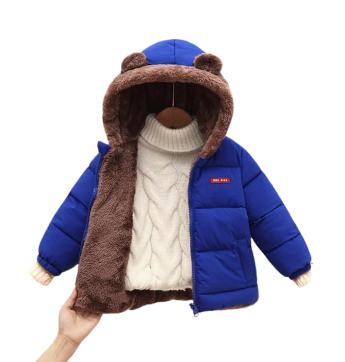 Image of Kids Boys & Girls Unisex Warm Full Sleeves Reversible Quilted Furr Jacket With Hood