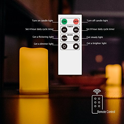 Image of CANDLE CHOICE Waterproof Outdoor Battery Operated Flameless Candles with Remote Timer Plastic Realistic Flickering Fake Electric LED Pillars for Lantern Garden Wedding Christmas Decorations 3 Pack