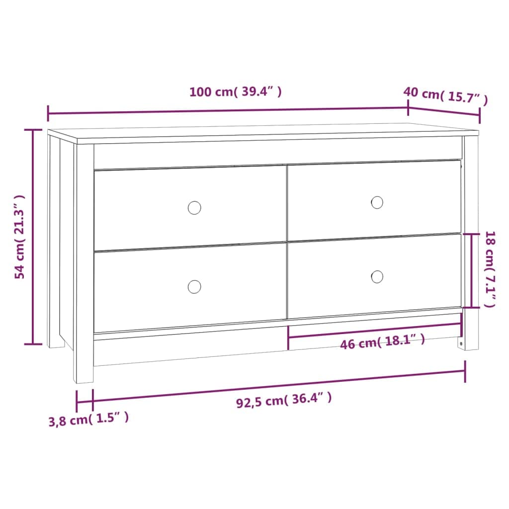 vidaXL Armoire latérale 100x40x54 cm Bois de pin Massif