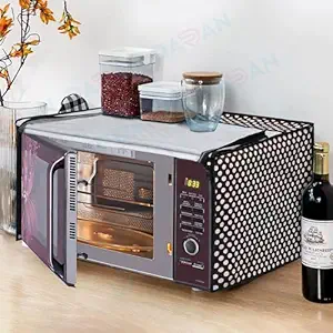 DARAN Polka Dot Printed Microwave Oven Cover for LG 32 L Convection Microwave Oven (MC3286BRUM, Black) (54 X 51 X 33 cms)