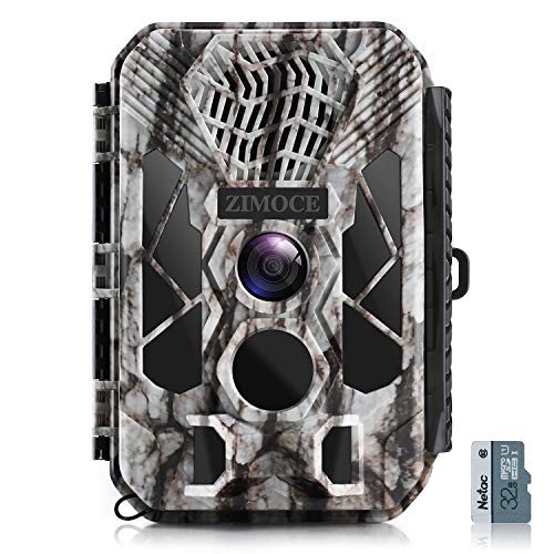 ZIMOCE Trail Camera 16MP 1080P, Game Camera with Night Vision Motion Activated Waterproof IP66 Trail Cam Built-in MP3 Player for Deer Watching, Farm Monitoring, Wildlife Hunting