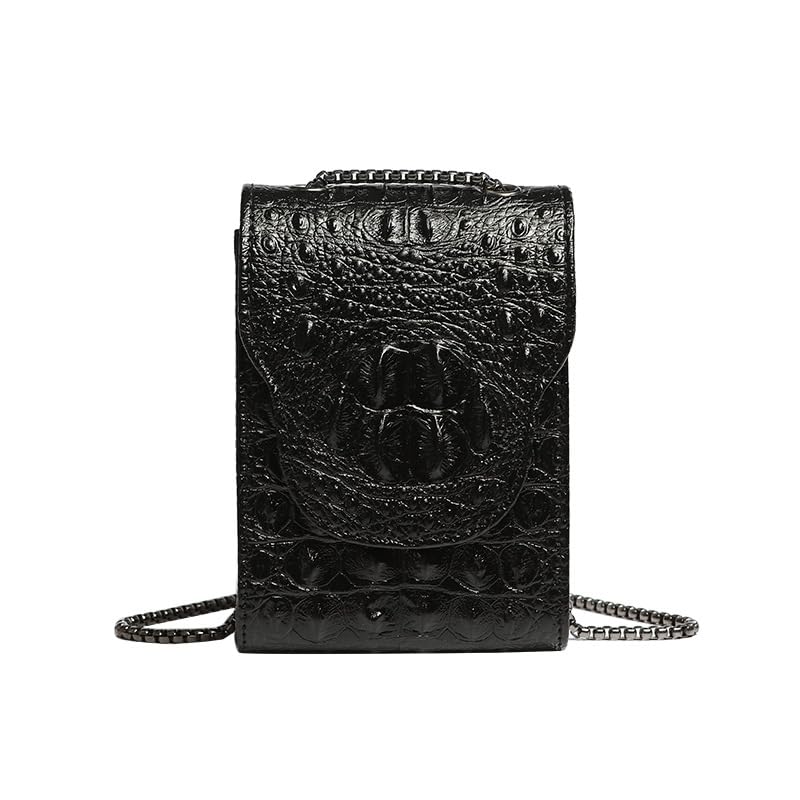 Women Cell Phone Bag Crocodile Pattern Vegan Leather Mini Crossbody Handbag for Women Black Leather Cross Body Bags3