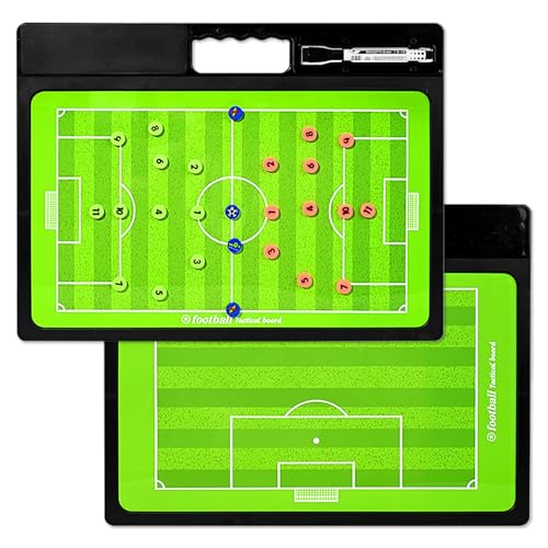 Soccer Coaching Board, Double-Sided Magnetic Tactics Clipboard with Dry Erase Marker, Portable Strategy Board for Coaches Training, Matches and Great Gift for Kids Soccer Coach