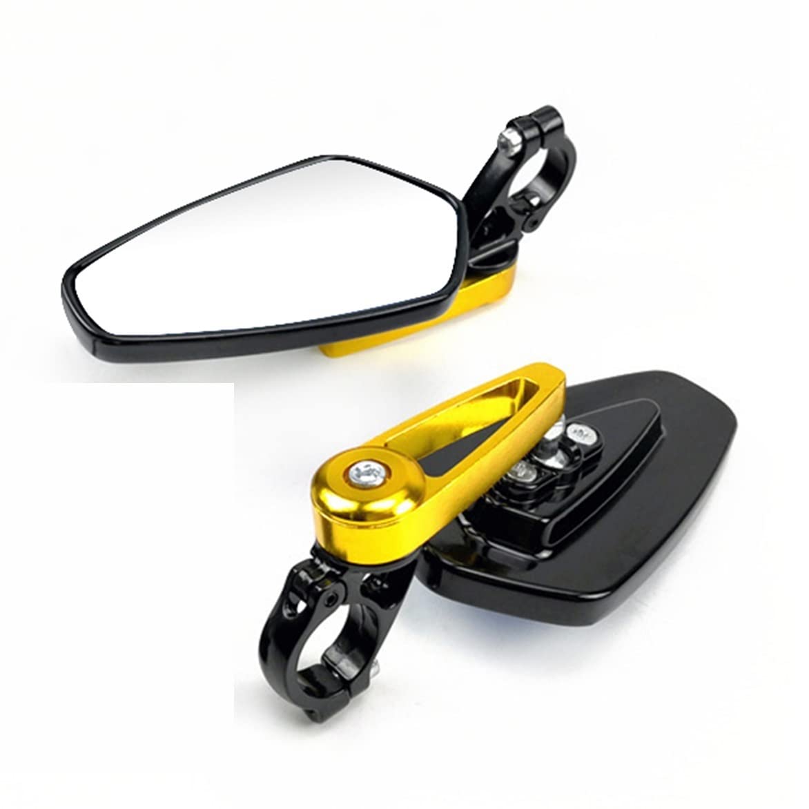 Rétroviseurs Moto 2 Pièces Moto Aluminium 7/8 "22mm Barre Fin Côté Rétroviseur Universel Moto Vélo Guidon Rétroviseurs Universels Rétroviseurs Latéraux de Moto(Gold)