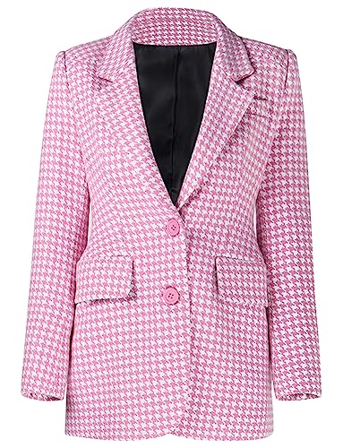 Blazer femme deux boutons veste motif pied de poule pour costume
