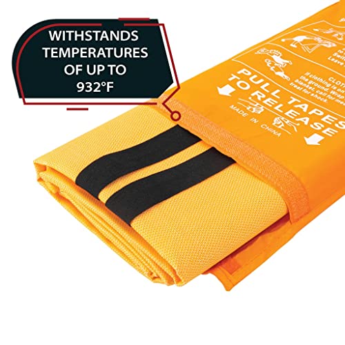 Image of Parcil Safety SB-100 Silicone Coated Emergency Fire Blanket (40 in. x 40 in.) Emergency Kit Fire Extinguisher for Home & Kitchen, Woven Fiberglass Household Essentials, Chemical Free, No Mess