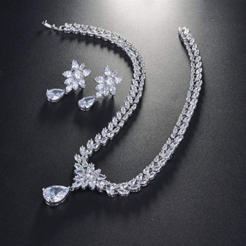 WJCRYPD Necklace Set Elegant Flower Design Red Cubic Zircon Jewelry Sets for Women Bridal Wedding Accessories Fashion Jewelry Jewelry Set SurongL (Color : Platinum Plated) WJCRYPD Necklace Set Elegant Flower Design Red Cubic Zircon Jewelry Sets for Women Bridal Wedding Accessories Fashion Jewelry Jewelry Set SurongL (Color : Platinum Plated)