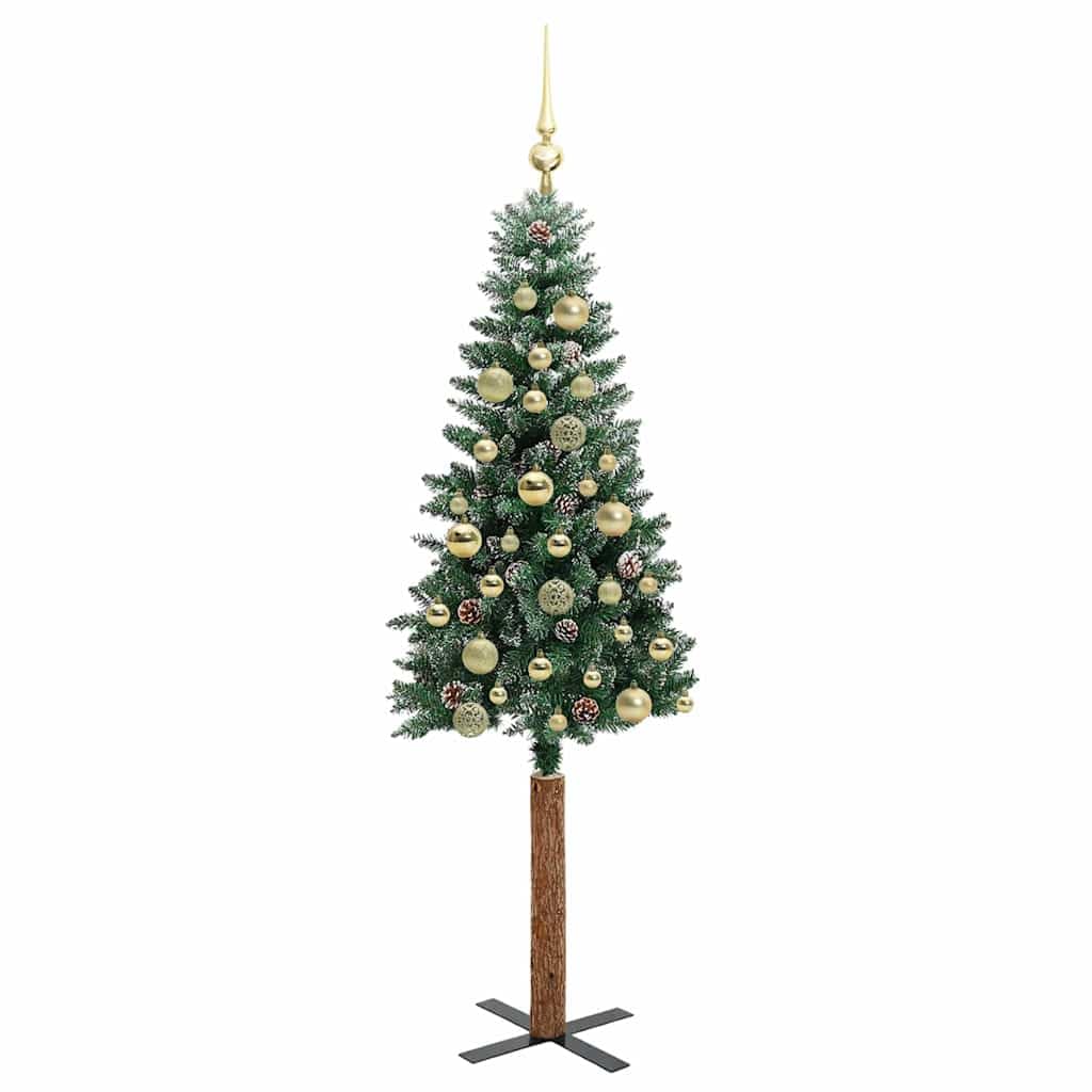 Albero di Natale sottile 150 cm verde con 150 LED bianco caldo e robusto supporto in metallo, ideale per interni ed esterni protetti, decorazione festiva