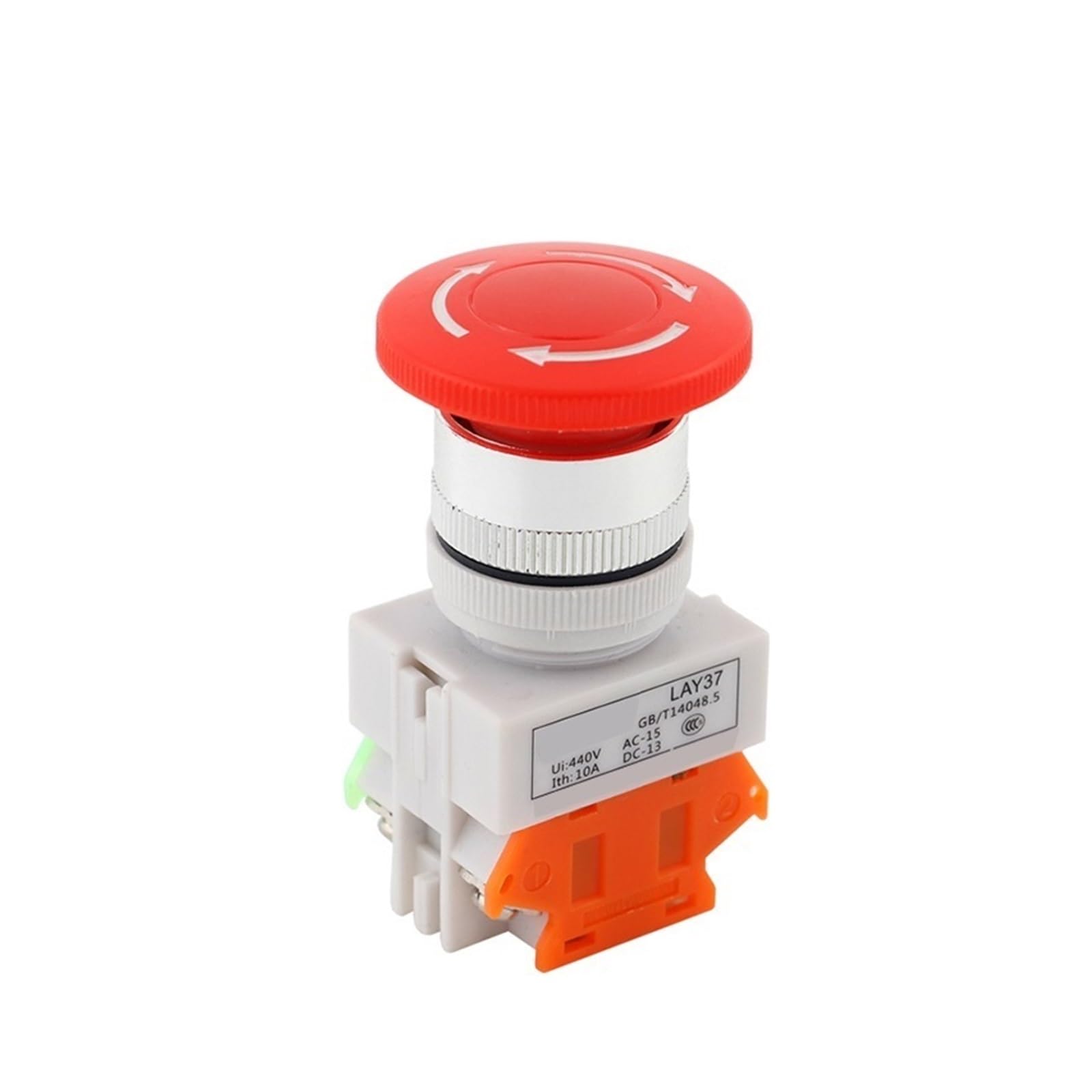 ZDVHOMCB Mushroom Head LAY37 Emergency Stop Push Button Switch Self-Lock/Latchiing LAY7 PBC Y090-11ZS Power NO/NC 4 Screw Terminals(1NO 1NC,30mm)