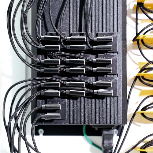 Image of Flex20 Bolt USB C Charging Station Cart for Chromebooks, Laptops and Tablets, USB C to C Cables Included, 20 Shelves, Charges Up to 20 Devices, PDU on Side, Made in USA by PowerGistics