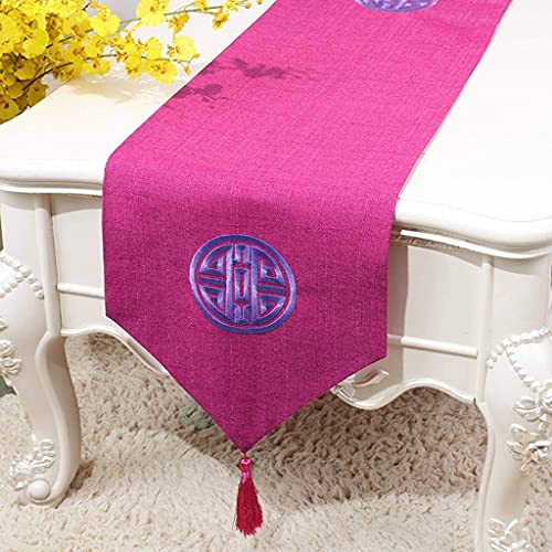 Chemin de table brodé en coton et lin rétro chic 300cm - 3