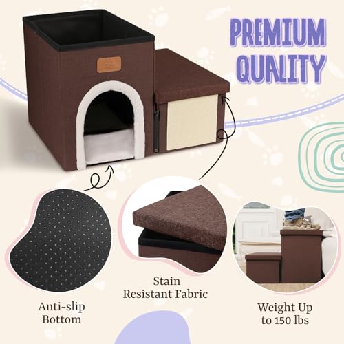downluxe Escadas para Cães Pequenos, Degraus Dobráveis para Cães para Cama, Sofá E Cadeira, Degraus