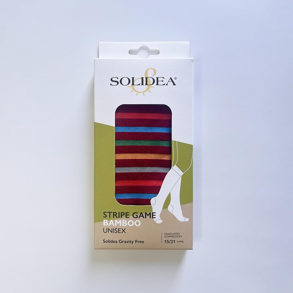 SOLIDEA Gambaletti STRIPE GAME IDRA, Colore RUBINO. Calze a compressione graduata 15/21 mmHg Art. 0640A0