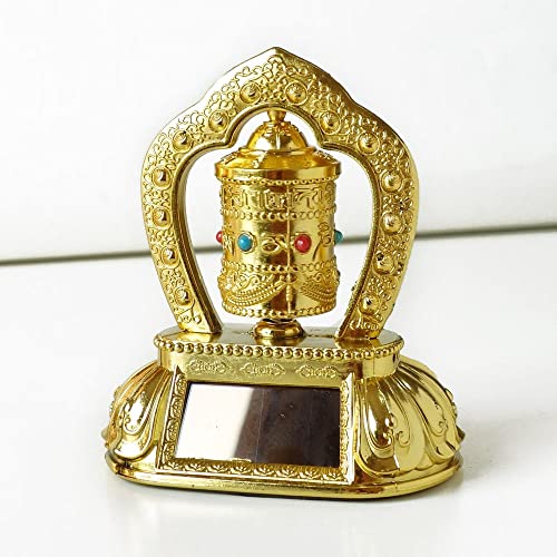 通用 Solar Tibet Prayer Wheel - Buddhist Prayer Scriptures Car Decorative Ornament for Home Decorations