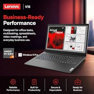 Lenovo New 15.6" FHD Business Laptop(2026-2027 Premium Edition), AMD Ryzen 3 7320U(Beats i7-1065G7) CPU, 16GB DDR5, 256GB PCIe, Ultra Slim Design, 14.5-Hour Battery Life, Windows 11 Pro with MS365 Web — photo 2 of 6