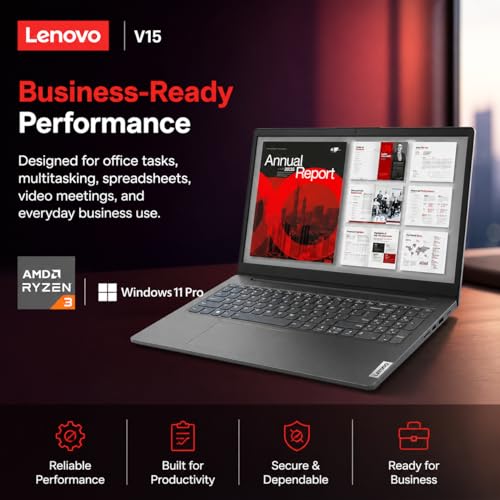 Lenovo 2026 Newly Released Business Laptop with MS 365 for the Web, AMD Ryzen 3 7000-Series CPU, 16GB DDR5, 256GB PCIE, 15.6" FHD Display, Fast Charging Speed, 14.5-Hour Battery Life, Windows 11 Pro
