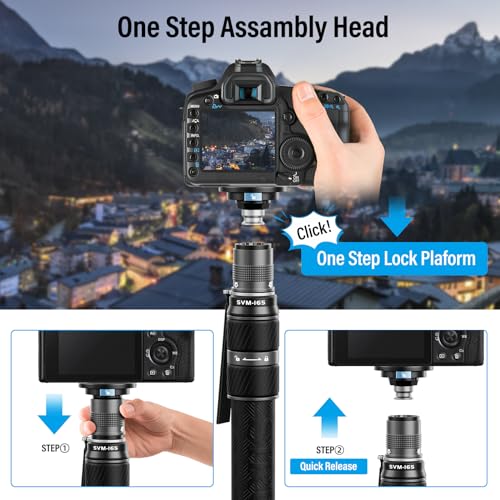 SIRUI SVM-165 Rapid Monopod for Cameras, 65” Carbon Fiber Monopod with Feet, One-Step Rapid Height Adjustment, Lightweight Travel Mono pod for DSLR Camera, Modular 3 in 1, Max Load 22lbs - Image 4