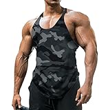 ZERAOKE Men's Plus Size Performance Camo Athletic Tank Top,Gym Workout Bodybuilding Muscle Shirt,Sleeveless Fitness Shirt-Dark Gray-5Xl
