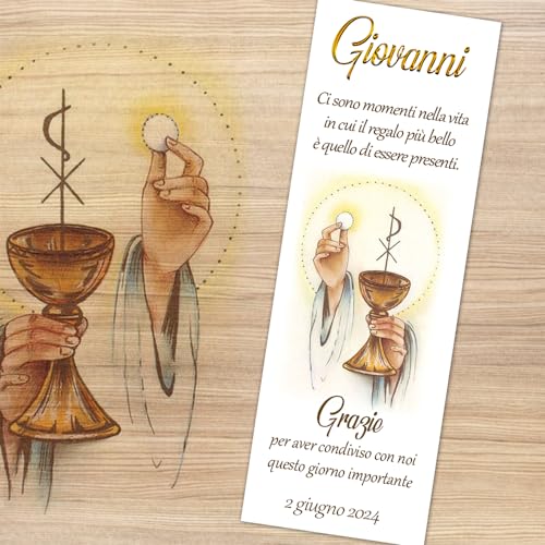 Cormar BIGLIETTINO BOMBONIERA BATTESIMO PERSONALIZZATO SEGNAPOSTO IDEA ORIGINALE RICORDO KIT DA 60 PEZZI (COMUNIONE GENERICO)