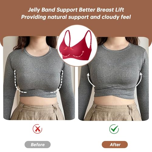 Image of OEAK Womens Wireless Jelly Bras Comfortable Push Up Bra No Underwire Gel Bra Full Support Lift Everyday Seamless Tshirt Bras