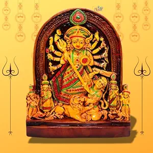 Rare Planet Stoneware Handpainted Maa Durga | Maa Durga Murti, Gold, Standard