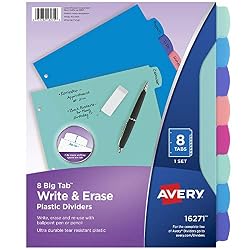 8 tab plastic dividers for 3 ring binder