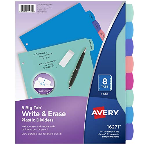 Avery Big Tab Write & Erase Dividers, 8-Tab, Pastel, 1 Set |…