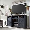 Farmhouse tv stand for tvs up to 80 inches 39 tall highboy entertainment center wbarn door large wood rustic tv console cabinet wadjustable shelves for living room 70inch dark grey  urban country home decor