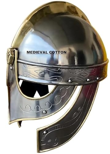Medieval cotton Handmade Viking Wolf Helmet Large Metal Replica – Norse Warrior Headwear for LARP, Cosplay, Historical Reenactment & Medieval Costume