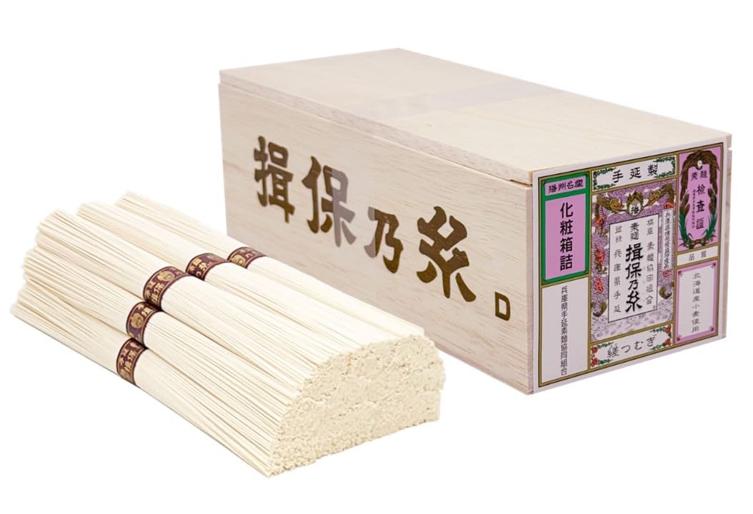 Amazon.co.jp: 手延素麺 揖保乃糸 縒つむぎ 50g×12束 紫帯 そうめん 木